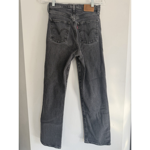 Levi’s Washed Black Ribcage Ankle Straight Leg Cropped Denim Jeans Women’s 26 - Picture 9 of 10